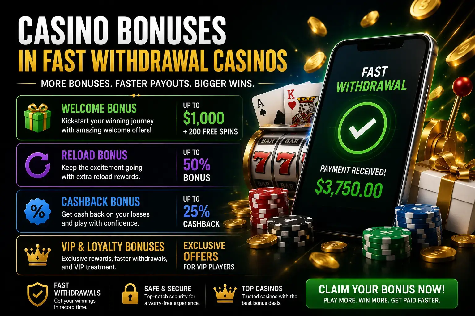 Fastest Withdrawal Casino Bonuses